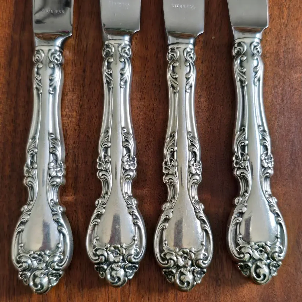 Gorham Melrose Sterling Silver Dinner Knives 4 Hollow Handle Stainless No Mono